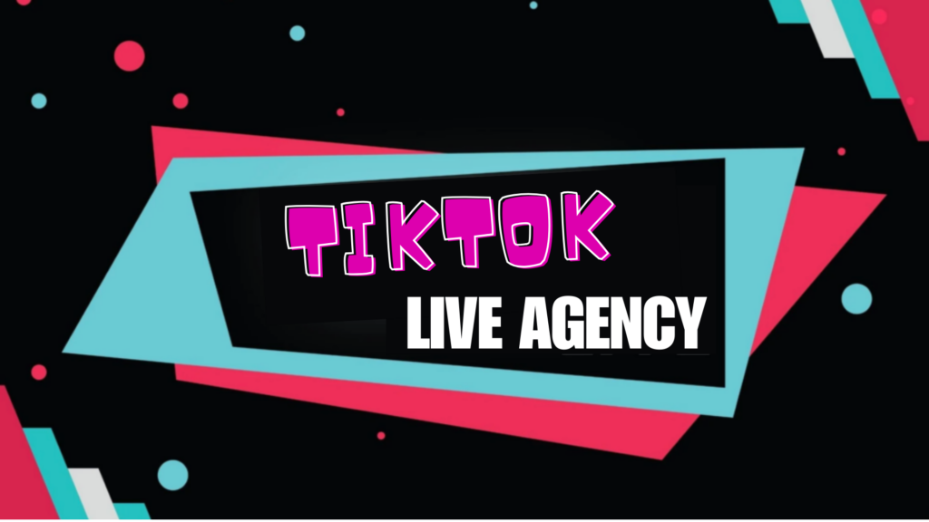 Logo di TikTok Live Agency con elementi grafici in nero, rosa e azzurro